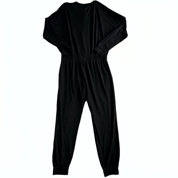 VUORI Lux Henley Jumpsuit Black Long Sleeve Drawstring M/L Athleisure Loungewear - Picture 2 of 11